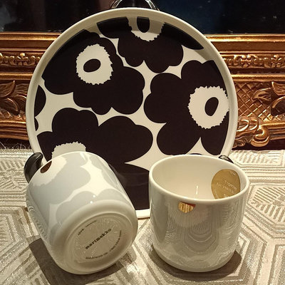 【二手】全新無盒Marimekko杯子日本限定版Unikko灰金 古董 老貨 收藏 【古物流香】-3603