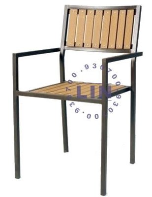 【品特優家具倉儲】@R889-15休閒椅餐椅塑木方背椅A14A01