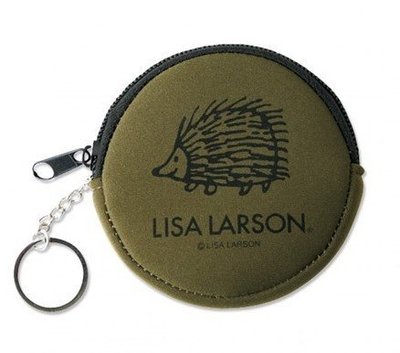 [瑞絲小舖]~日雜附錄Lisa Larson防震零錢包 (單獨軍綠刺蝟圓形零錢包 ) 化妝包 小物包 收納包