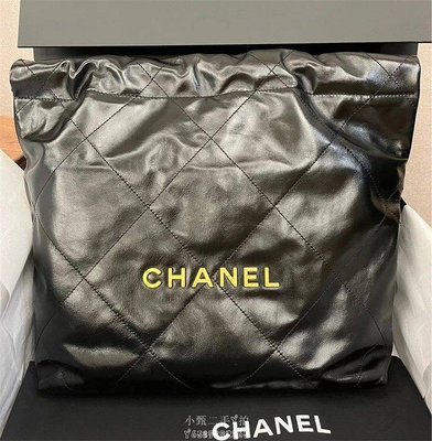 琪琪二手Chanel 22S 垃圾袋 垃圾袋包 小號 黑色 牛皮22bag AS3260 單肩包 99新