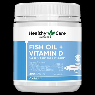 澳洲 Healthy Care 魚油+維生素 D 1000mg (200顆)