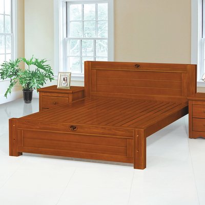 【在地人傢俱】24 輕鬆購-維瓦納樟木色實木5尺雙人床台/床架~實木床板 GD76-1