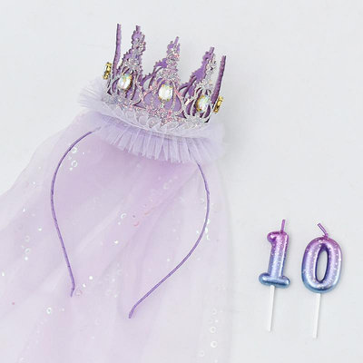 公主水鉆皇冠仙女紗周歲生日帽子發箍頭箍派對氛圍感裝飾裝扮