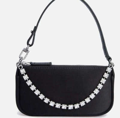 奇露代購BY FAR Mini Rachel Satin and Rhinestone Chain Bag法式低調奢華典雅俐落肩背包