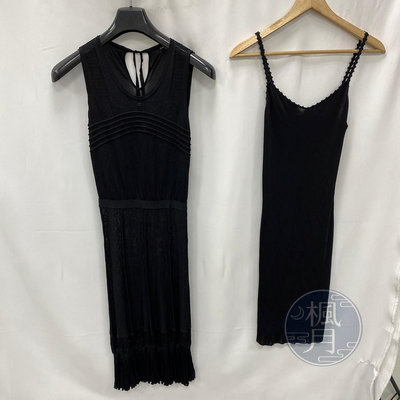 BRAND楓月  CHANEL 黑色無袖兩件式貼身長洋裝 #36 香奈兒 針織 休閒 服飾 時裝 時尚 名牌 精品 貼身