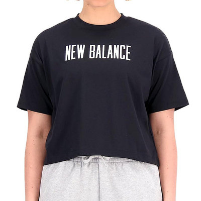 New Balance 女 黑色 涼感 休閒 圓領 短版 寬版 上衣 短袖 WT33172BK