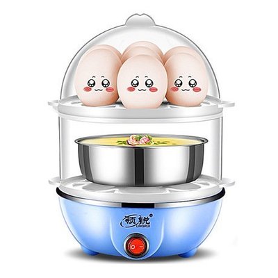 領銳 迷你多功能雙層煮蛋器不銹鋼蒸蛋器自動斷電家用小型早餐機(null)