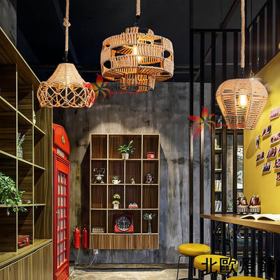 復古麻繩吊燈工業風loft創意個性網咖服裝店餐廳懷舊酒吧臺吊燈具