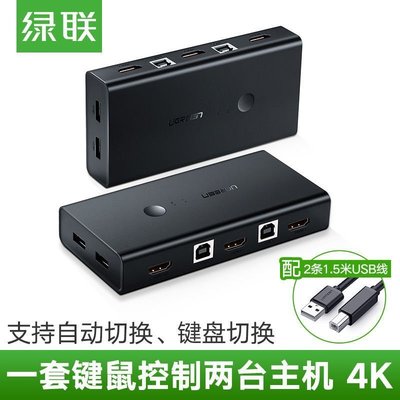 【熱賣下殺】綠聯 CM200 50744 KVM切換器HDMI切屏器2進1出4K兩臺電腦共享顯示