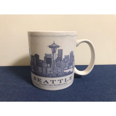 星巴克城市馬克杯-西雅圖手繪藍建築系列馬克杯