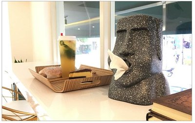 復活島 摩艾石像面紙盒 家用創意紙巾盒 moai面紙套 石頭人 摩艾 紙巾筒 創意面紙盒