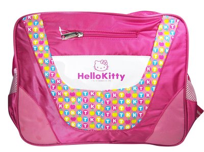 【卡漫迷】瑕疵出清 Hello Kitty 斜背包 圓點 桃紅 庫一 ㊣版 凱蒂貓 側背包 書包 筆電包 肩背包