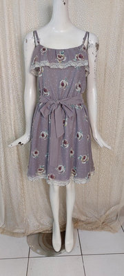 W183專櫃CUMAR極致灰玫瑰花圖案連身裙洋裝