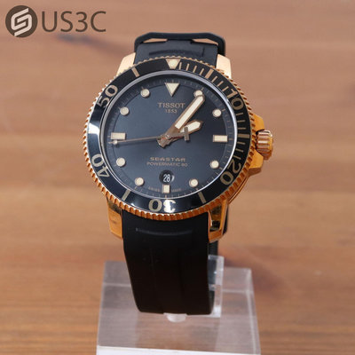 【US3C-板橋店】【一元起標】TISSOT T120407A 天梭玫瑰金 SEASTAR 1000 海洋之星 潛水機械錶 二手手錶 機械錶