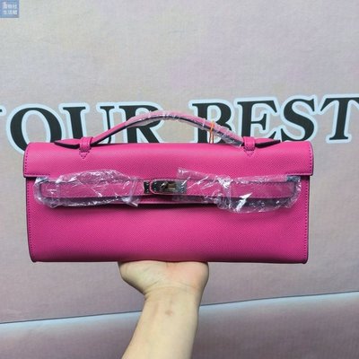【楚楚鋪】定制女包玫瑰粉色高級感橫款凱莉一代包2023新款潮手掌紋手包