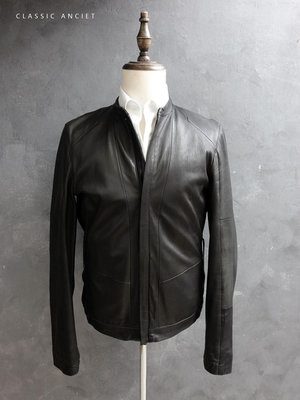 CA 義大利品牌 ARMANI EXCHANGE 黑色 羊皮 真皮皮衣 M號 一元起標無底價Q808