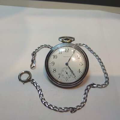 【古錶傳承】美國 WALTHAM 老華生 古董懷錶 手上鏈 白瓷面 藍鋼寶璣針 小秒針 金屬錶鏈 旋殼 無底價 標多少都賣！