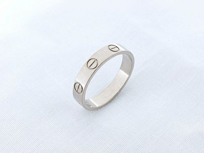 [特價商品#51] Cartier 卡地亞 LOVE系列 窄版18K白金 螺絲戒指專櫃 真品