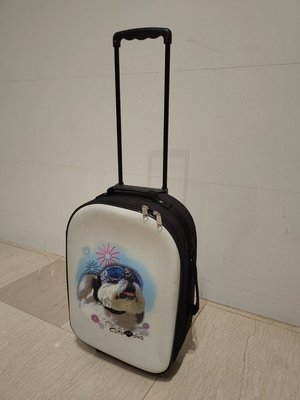 【附有使用視頻】20吋 Cute dog 黑/白 布面 簡裝款 單向輪拉桿登機行李箱, 單箱價$150,另有免費方案