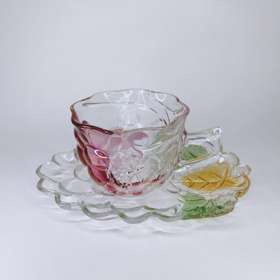 日瓷 日本SOGA葡萄硝子玻璃琉璃咖啡杯彩色立體浮雕