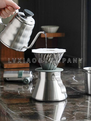 HARIO日本 v60不銹鋼滴漏式濾杯 手沖咖啡金屬杯戶外露營咖啡工具-興龍家居