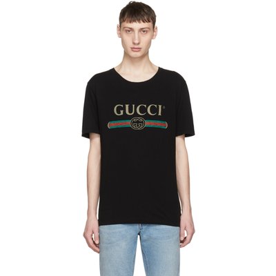 Gucci Black Classic Logo T-Shirt男款，女生可穿