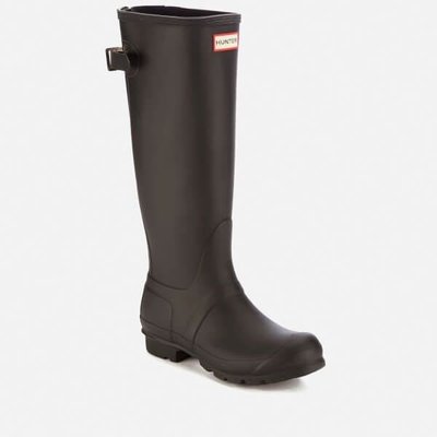 現貨UK4［小珊瑚］全新英國購入正貨 Hunter Original Back Adjustable Boots 背面可調式高長筒雨靴 霧面黑色