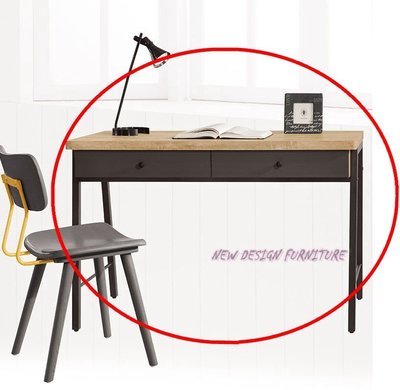 【N D Furniture】台南在地家具-文藝復興工業風防蛀木心板黑砂鐵腳座復古雙色3.7尺書桌/工作桌/電腦桌TH