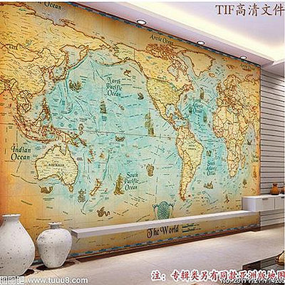 地圖中國地圖墻布復古航海世界地圖墻紙書房辦公室裝飾教室背景墻壁布掛圖
