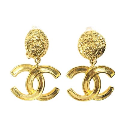 Chanel 古董耳環，Chanel cc logo 耳環. 4cm x 3cm