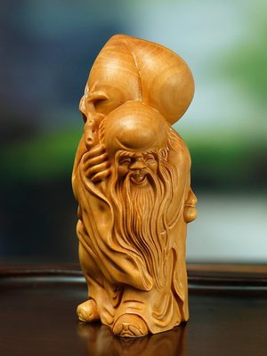 黃楊木雕手把件手工藝品生日祝壽人物實木客廳禮品仙翁~特價#促銷 #現貨