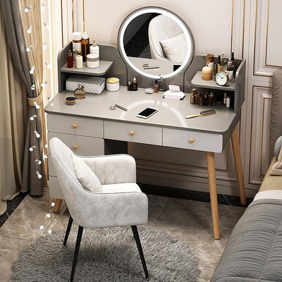 輕奢梳妝台臥室現代簡約小戶型網紅ins風斗柜收納柜一體化妝桌鏡
