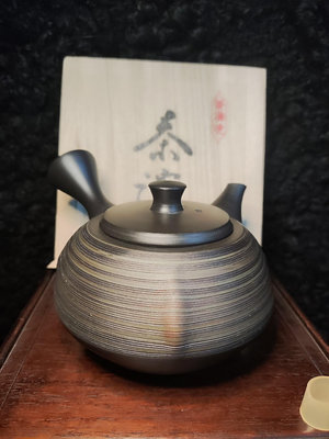 日本回流 常滑燒 巨匠 稲葉秋峰作 窯變側把急須 茶注 茶壺