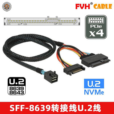 FVH SSD PCI-E NVME轉換8643線Mini SAS M.2轉U.2 SFF-8639轉接卡