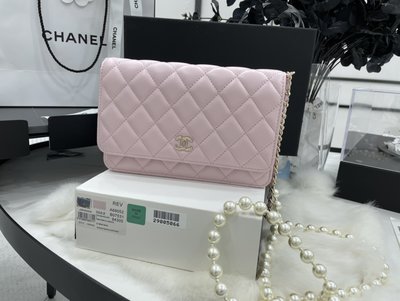 香奈兒 Chanel WOC 珠光寶氣 珍珠鏈條 粉色 A68052