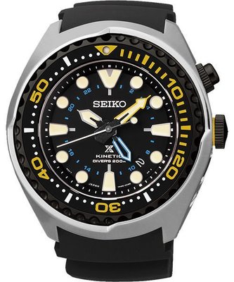 SEIKO Kinetic 深海潛將 GMT潛水200米腕錶-黑x銀 5M85-0AB0Y(SUN021J1)