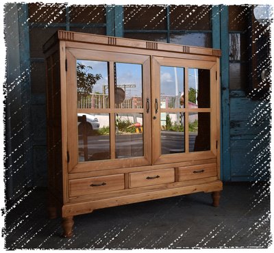 ^_^ 多 桑 台 灣 老 物 私 藏 ----- 通透簡潔的台灣老檜木玻璃櫃