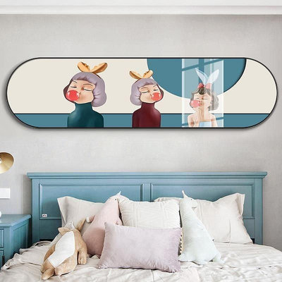 現代簡約臥室畫床頭掛畫吹泡泡女孩少女兒童房間裝飾畫墻面壁畫