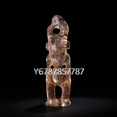 珍品舊藏收出土水晶雕刻紅山文化人品相保存完好   造型奇特重212克  高29厘米  寬8.5厘 珍玩 古玩 擺件-6792