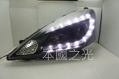 oo本國之光oo 全新 本田 2008 2009 2010 FIT C型LED燈眉 黑框魚眼 大燈 一對 台灣製造