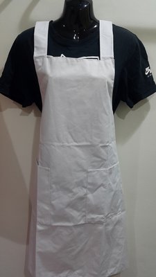 餐飲圍裙 廚師圍裙 廚師圍裙 西餐圍裙 工作圍裙（日式圍裙雙口袋 白色）男女適用