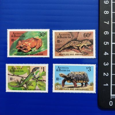 【大三元】野生動物專題-美洲郵票-安地卡及巴布達郵票-爬蟲類-新票4全1套-原膠~WE2