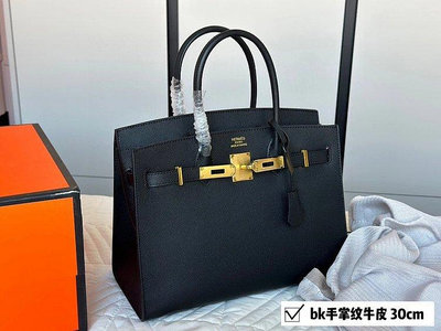 【Koala海購】HERMES愛馬仕 女包 2024新款Birkin30金扣鉑金包 手掌紋牛皮手提包