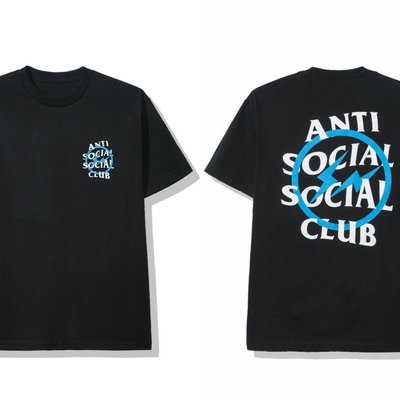 現貨Anti social club ASSC X FRAGMENT 閃電聯名藍M號| Yahoo 