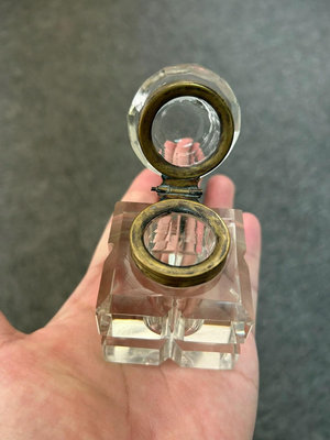 編號6/英國古董銅口水晶墨水瓶/英國銅水晶墨水瓶