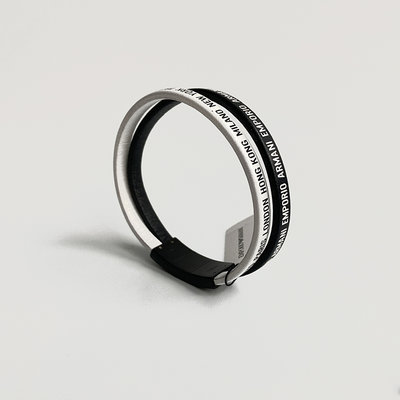 美國百分百【全新真品】Armani Exchange EA 手環 首飾 男 皮質 雙層 黑白 BF01