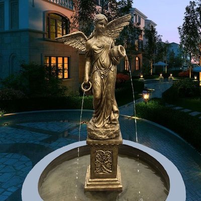 促銷打折 歐式人物落地雕塑噴水池天使仕女噴泉軟裝大擺件花園流熱銷