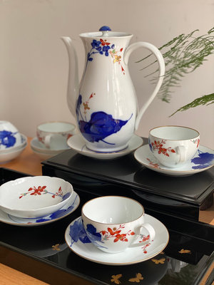 日本香蘭社， 咖啡杯 ，香蘭東社手繪相思花，老香蘭社 昭和年