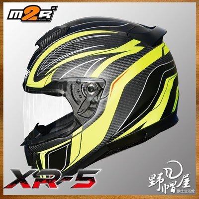三重《野帽屋》M2R XR-5 全罩 安全帽 CARBON 碳纖維 輕量 F5進化版 XR5。消光黑黃