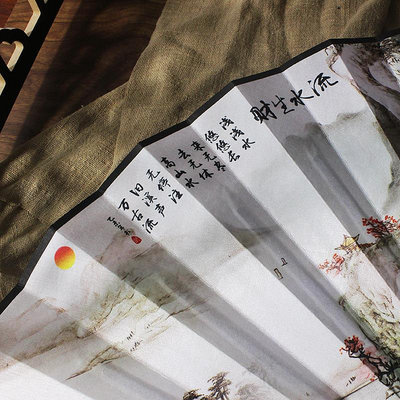 古風扇子水墨書畫國潮絹布折扇灑金中國風夏季復古典漢服配飾隨身